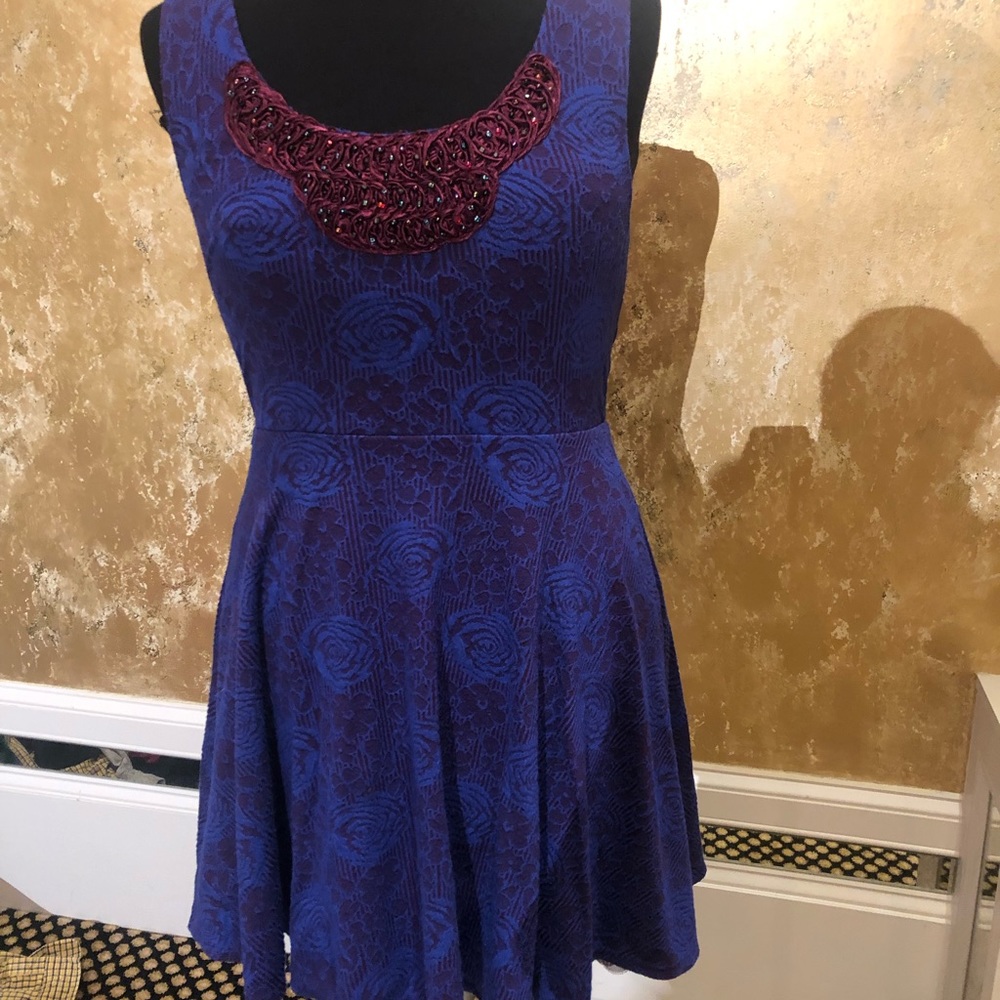 FREE PEOPLE Skater Dress with Beaded Appliqué